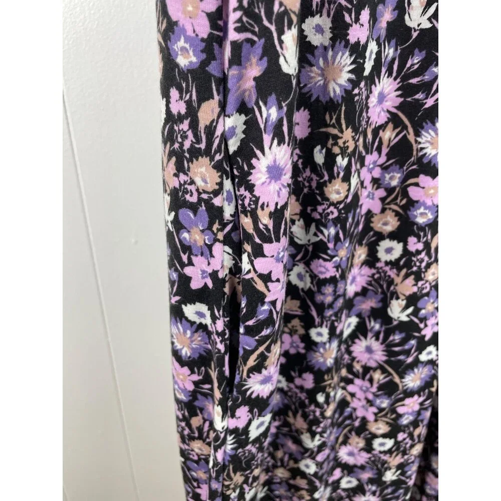 Yozly Womens Size Medium Black Purple Floral Tank Dress Pockets - Picture 6 of 11